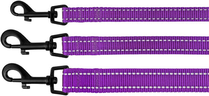 Nylon Dog Leash 5Ft for Daily Outdoor Walking Running Training Heavy Duty Reflective Pet Leashes for Large, Medium & Small Dogs (M, Purple)